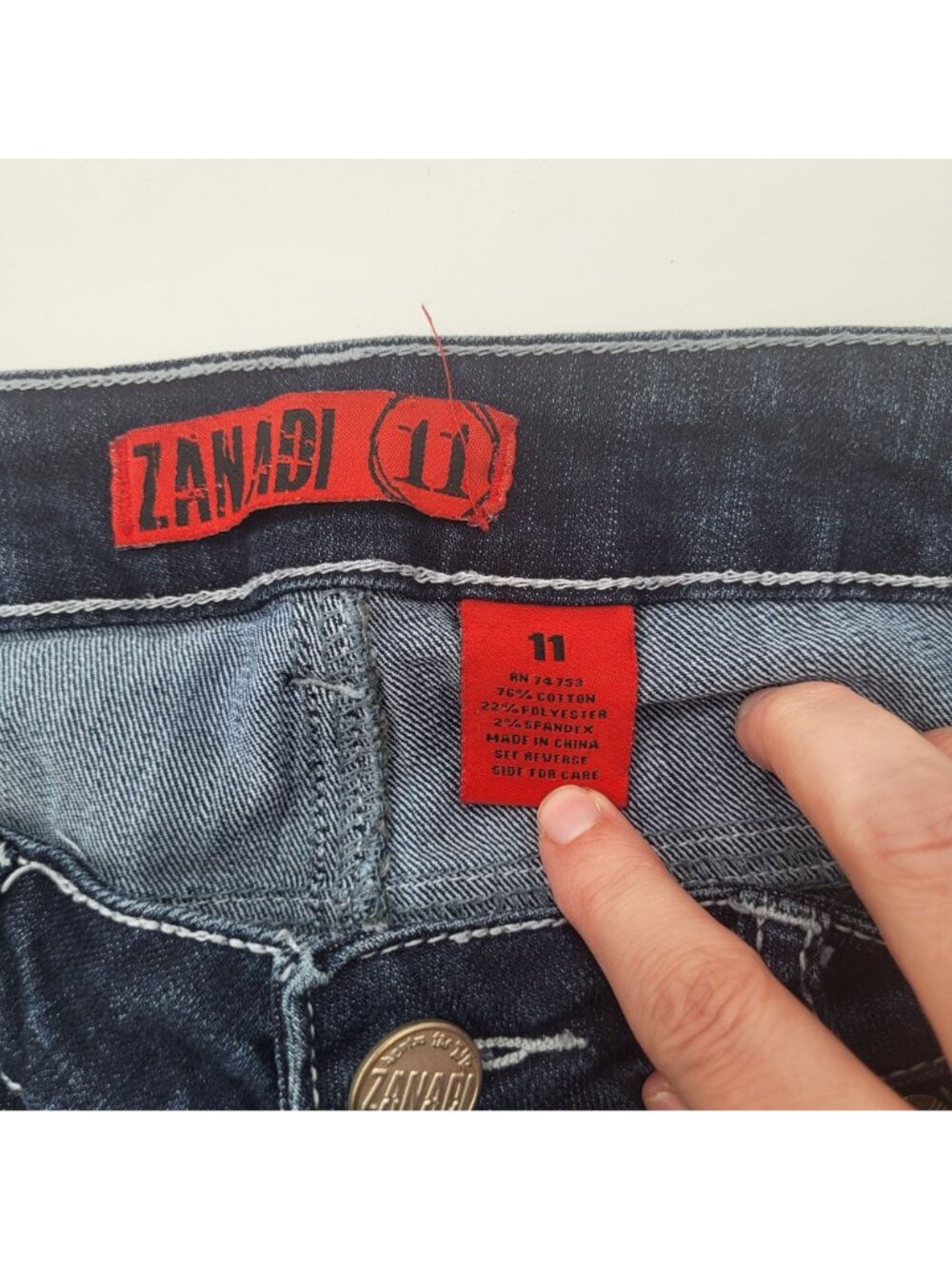 ZANA DI Y2K Denim Jeans Vintage SZ 11 Skinny Whiskered Juniors - Picture 3 of 11